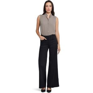NYDJ Women's 2 Black Denim Mia Palazzo Flared Jeans Relaxed High Rise K34-11